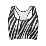 Black White Zebra Pattern Print Women's Sports Bra