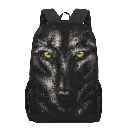 Black Wolf Portrait Print 17 Inch Backpack