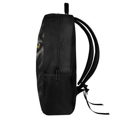 Black Wolf Portrait Print 17 Inch Backpack