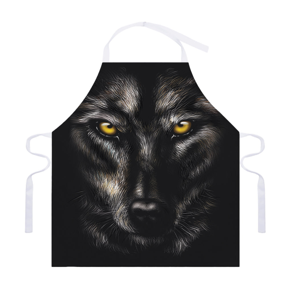 Black Wolf Portrait Print Adjustable Apron
