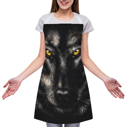 Black Wolf Portrait Print Adjustable Apron