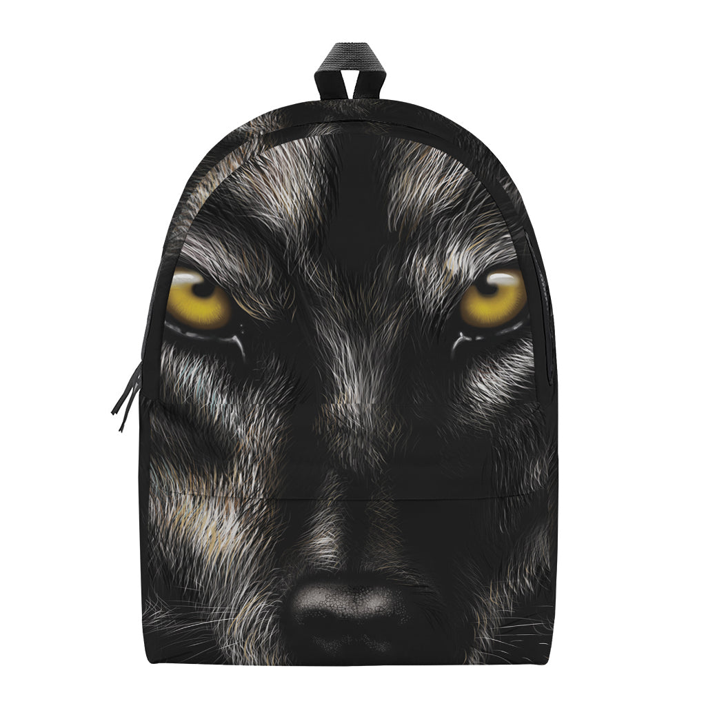 Black Wolf Portrait Print Backpack