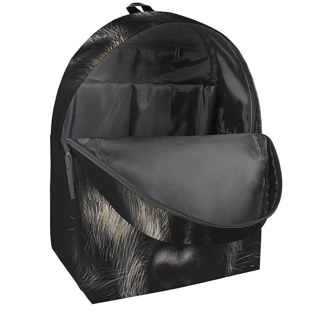 Black Wolf Portrait Print Backpack