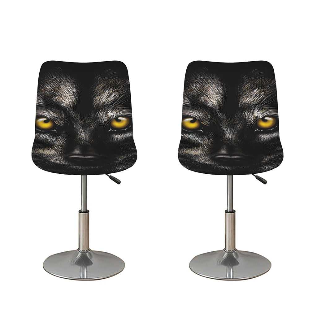 Black Wolf Portrait Print Bar Stool Covers