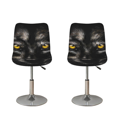 Black Wolf Portrait Print Bar Stool Covers