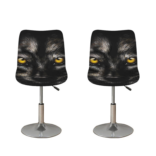 Black Wolf Portrait Print Bar Stool Covers