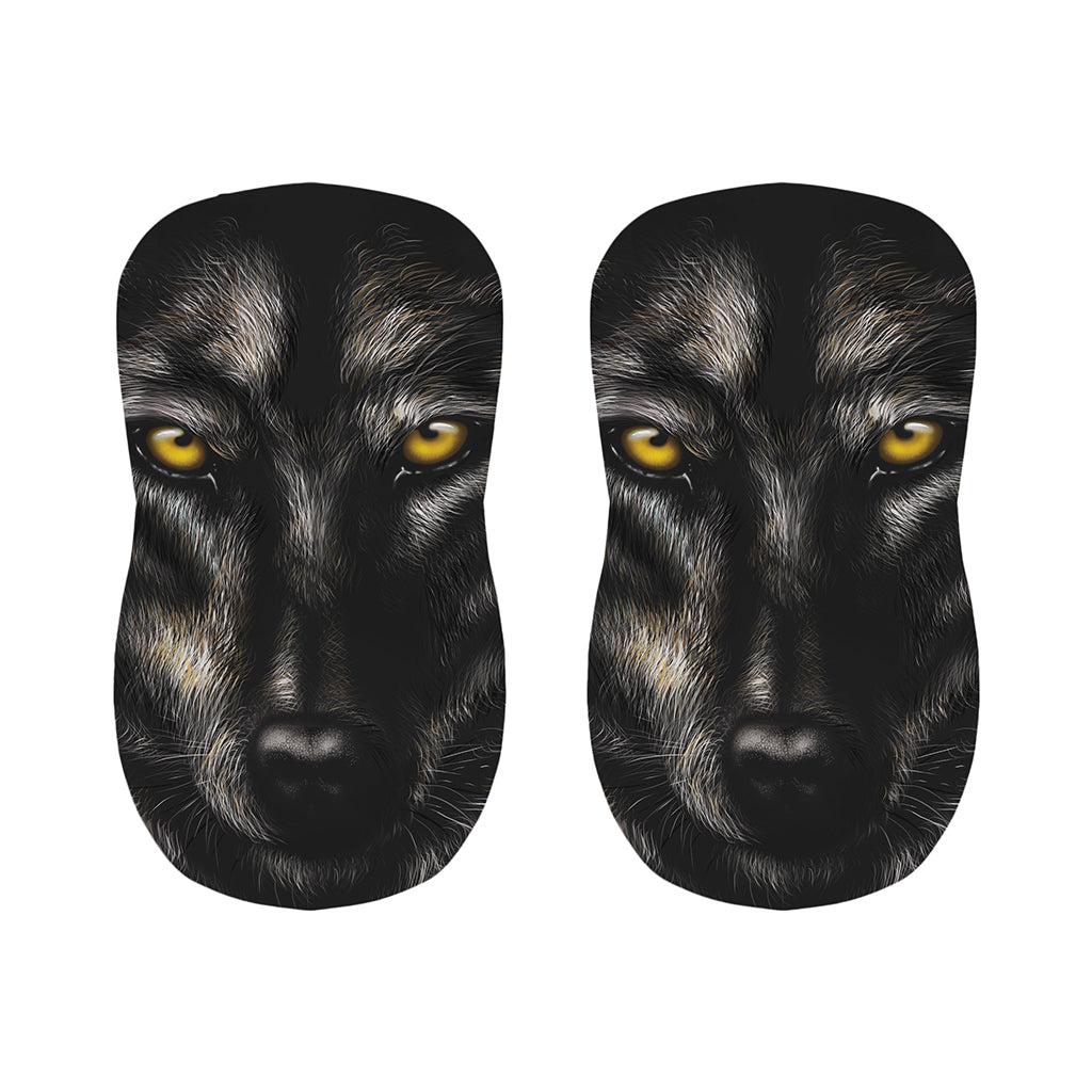 Black Wolf Portrait Print Bar Stool Covers