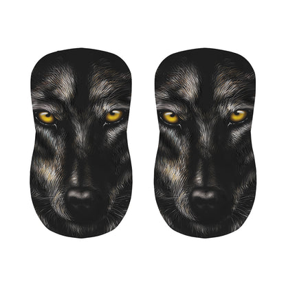 Black Wolf Portrait Print Bar Stool Covers