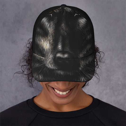 Black Wolf Portrait Print Baseball Cap