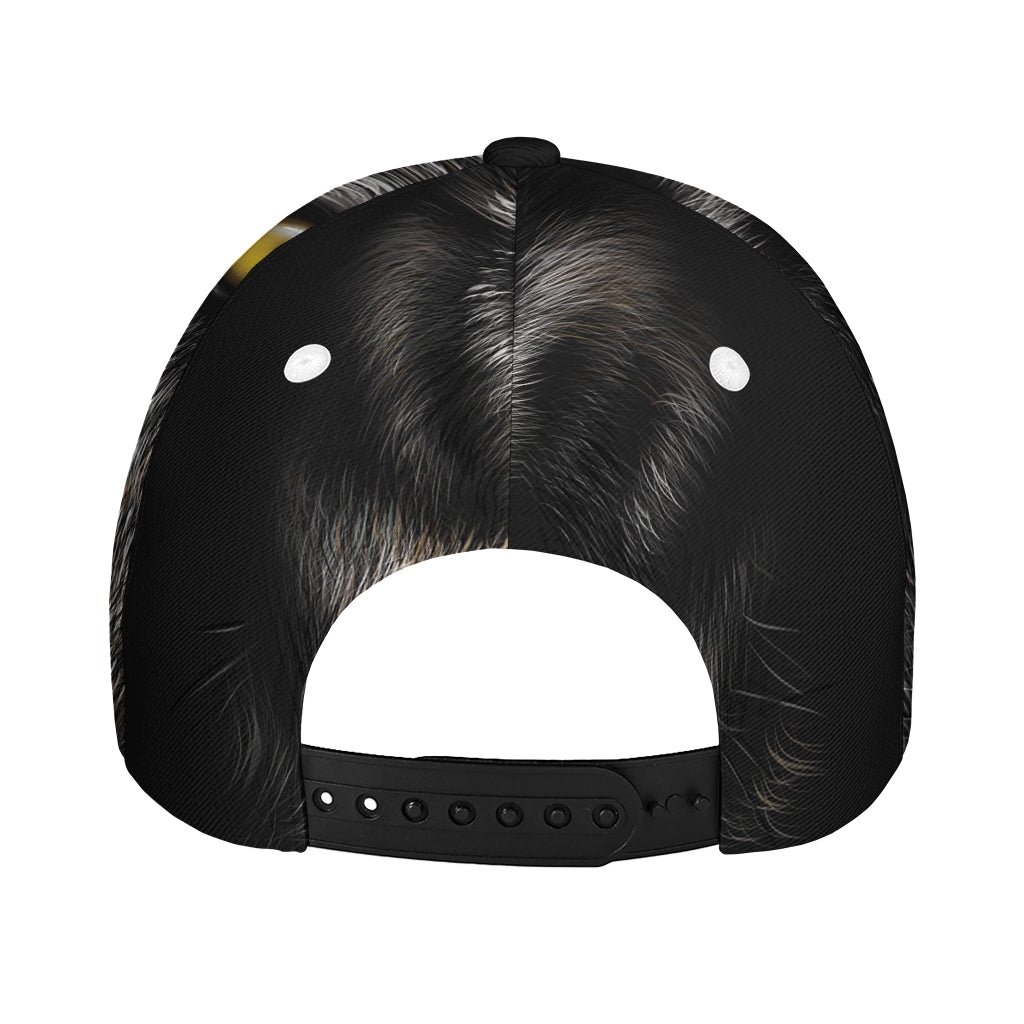 Black Wolf Portrait Print Baseball Cap
