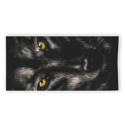 Black Wolf Portrait Print Beach Towel