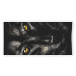 Black Wolf Portrait Print Beach Towel