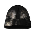 Black Wolf Portrait Print Beanie