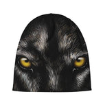 Black Wolf Portrait Print Beanie