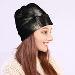 Black Wolf Portrait Print Beanie