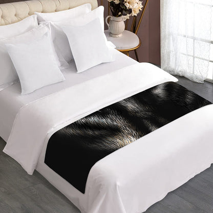 Black Wolf Portrait Print Bed Runner