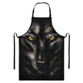 Black Wolf Portrait Print Bib Apron With Pocket