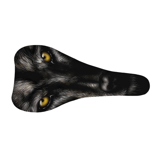 Black Wolf Portrait Print Bicycle Seat Cover