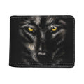 Black Wolf Portrait Print Bifold Wallet