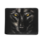 Black Wolf Portrait Print Bifold Wallet