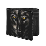 Black Wolf Portrait Print Bifold Wallet