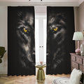 Black Wolf Portrait Print Dimout Pencil Pleat Curtains