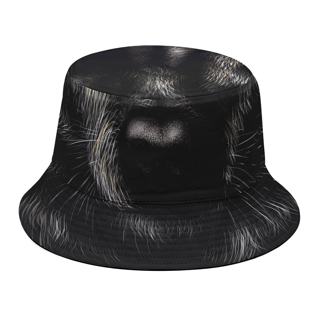 Black Wolf Portrait Print Bucket Hat