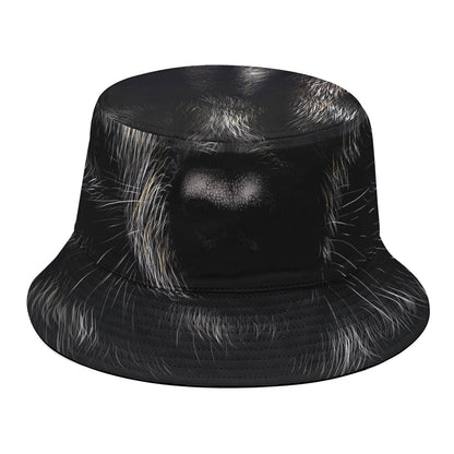Black Wolf Portrait Print Bucket Hat