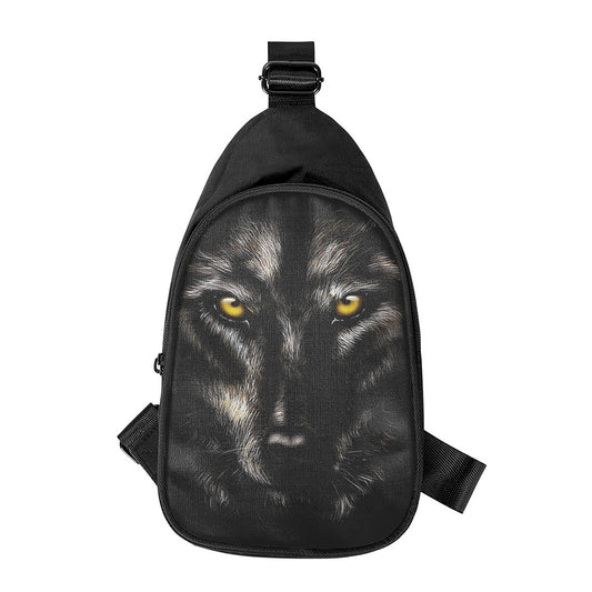 Black Wolf Portrait Print Chest Bag