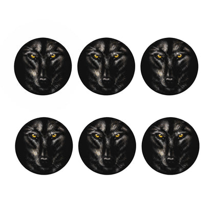 Black Wolf Portrait Print Coaster Set