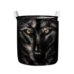 Black Wolf Portrait Print Collapsible Laundry Basket