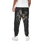 Black Wolf Portrait Print Cotton Pants