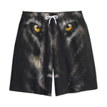 Black Wolf Portrait Print Cotton Shorts