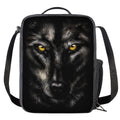 Black Wolf Portrait Print Crossbody Lunch Bag