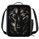 Black Wolf Portrait Print Crossbody Lunch Bag
