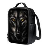 Black Wolf Portrait Print Crossbody Lunch Bag