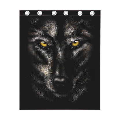 Black Wolf Portrait Print Curtain