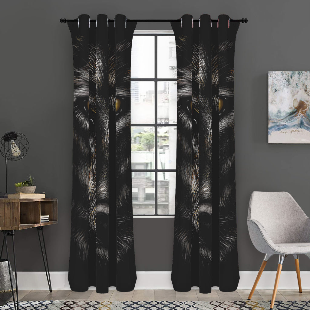 Black Wolf Portrait Print Curtain