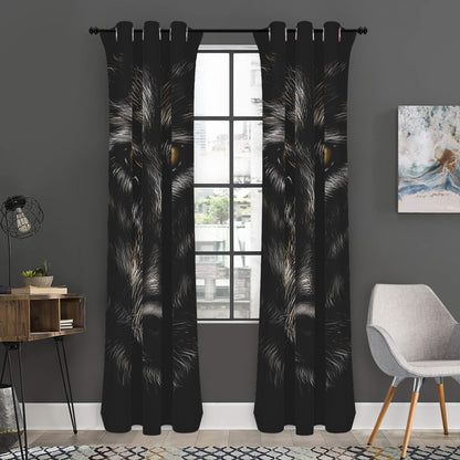 Black Wolf Portrait Print Curtain