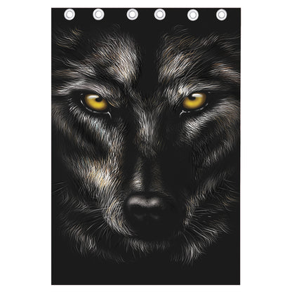 Black Wolf Portrait Print Curtain