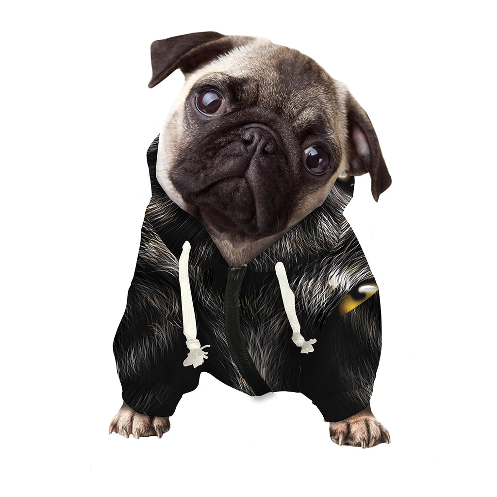 Black Wolf Portrait Print Dog Zip Up Hoodie