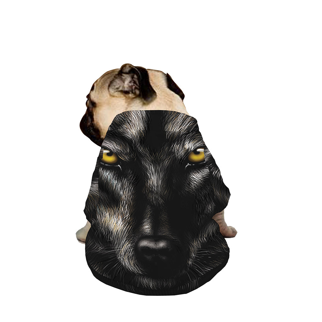 Black Wolf Portrait Print Dog Zip Up Jacket