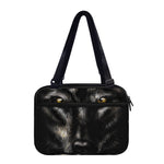 Black Wolf Portrait Print Double Strap Bible Bag