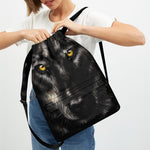 Black Wolf Portrait Print Drawstring Backpack