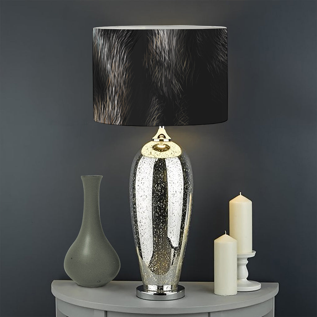 Black Wolf Portrait Print Drum Lamp Shade