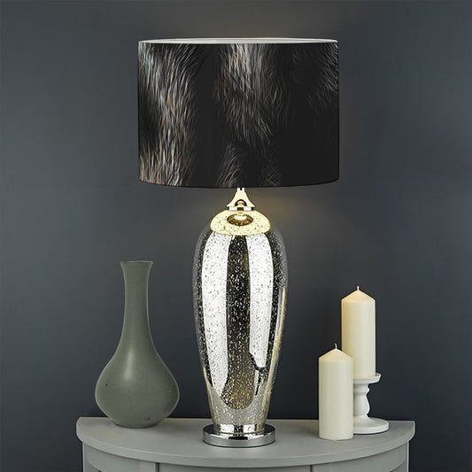Black Wolf Portrait Print Drum Lamp Shade