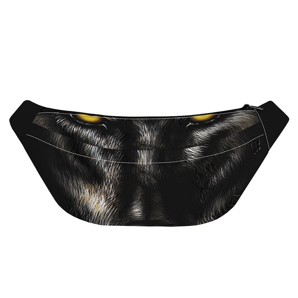 Black Wolf Portrait Print Fanny Pack