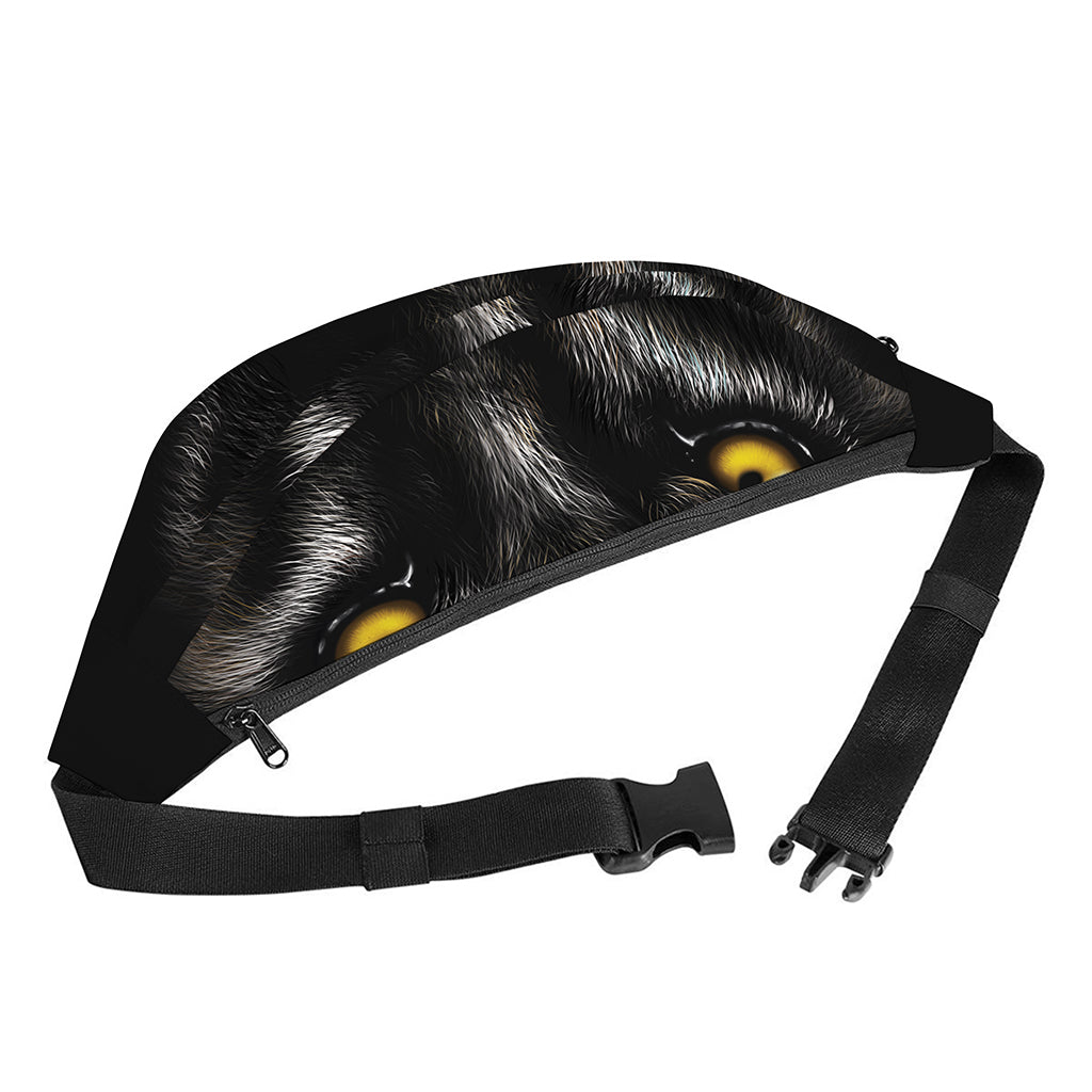 Black Wolf Portrait Print Fanny Pack
