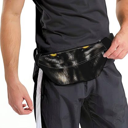 Black Wolf Portrait Print Fanny Pack