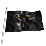 Black Wolf Portrait Print Flag